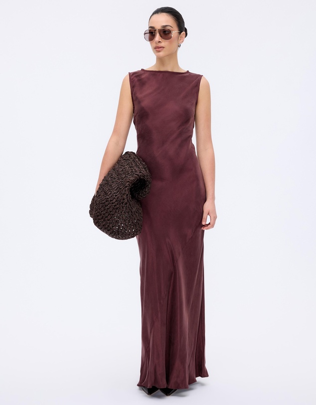 Minima Esenciales - Florence Cupro Lace Up Back Midi Dress