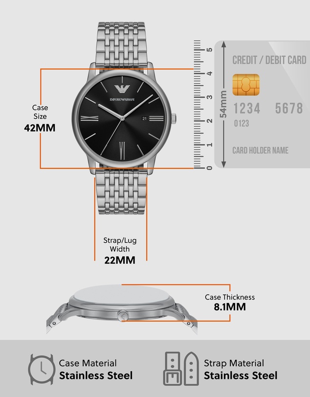 Emporio Armani - Silver Tone Analogue Watch