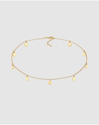 Elli Jewelry - Necklace Choker Plate Pendant Boho Style in 925 Sterling Silver Gold Plated