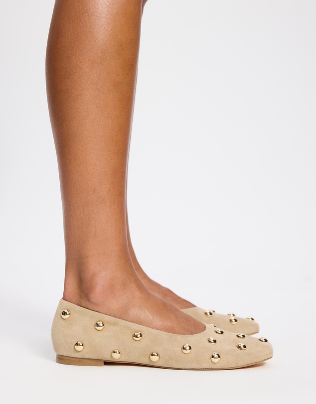 AERE - Studded Suede Ballet Flats