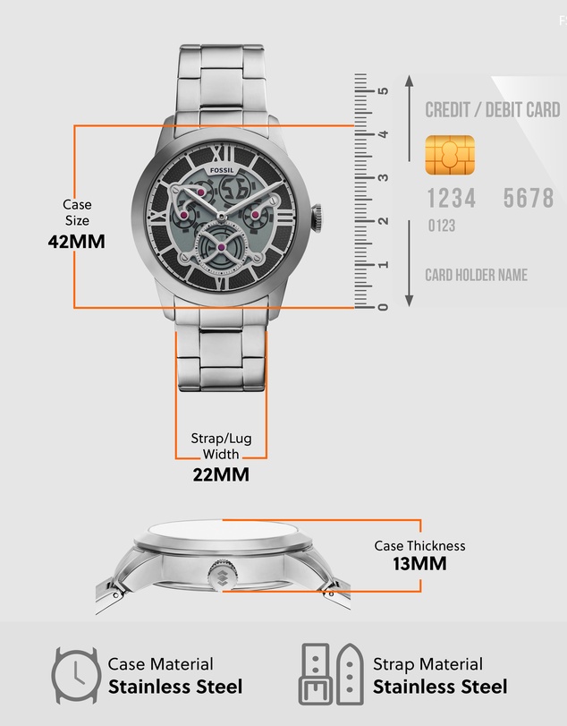 Fossil - Townsman Silver Tone Analogue-Digital Watch