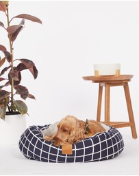 Mog & Bone - 4 Seasons Reversible Circular Dog Bed - Navy Check Print