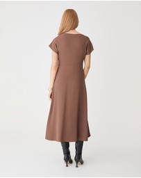 Forcast - Bianca Side Pleat Midi Dress