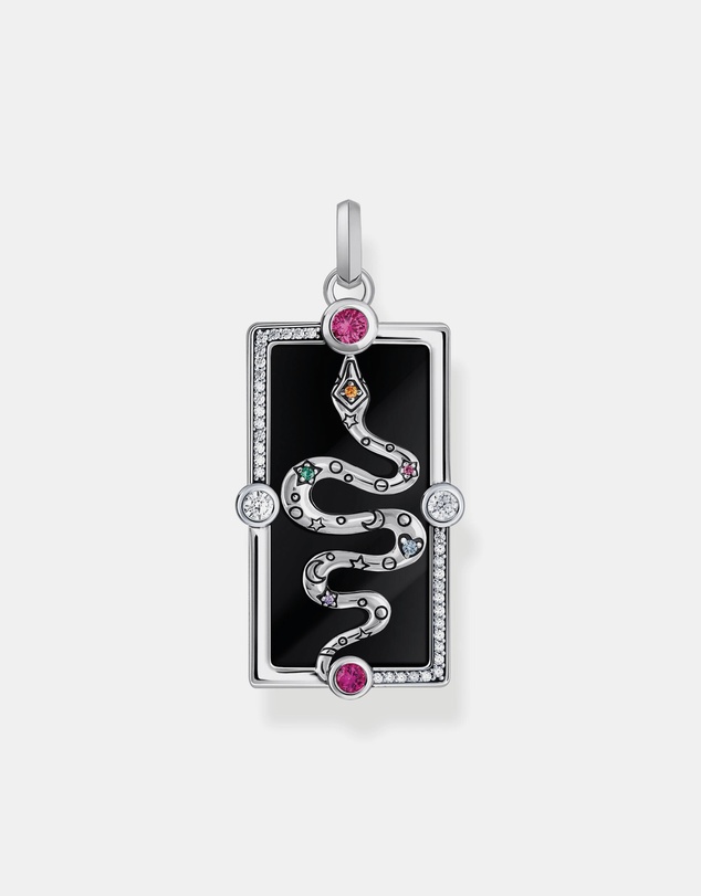 THOMAS SABO - Cosmic Pendant with A Snake, Black Cold Enamel and Various Stones
