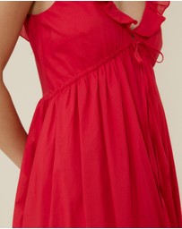 The Fated - Tie Front Ruffle Midi Dress