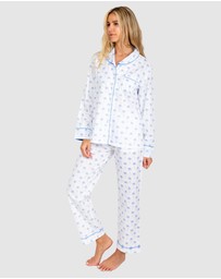 Sant And Abel - Women's Blue Palm Tree Long Sleeve Pajama Set