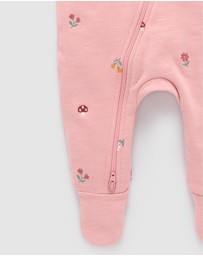 Purebaby - Embroidered Fleece Growsuit -Kids-Babies