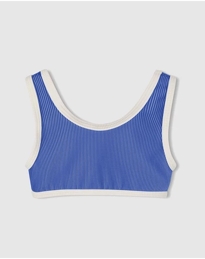Zulu & Zephyr Mini - Mini Stripe Rib Scoop Bikini Top - Kids-Teens