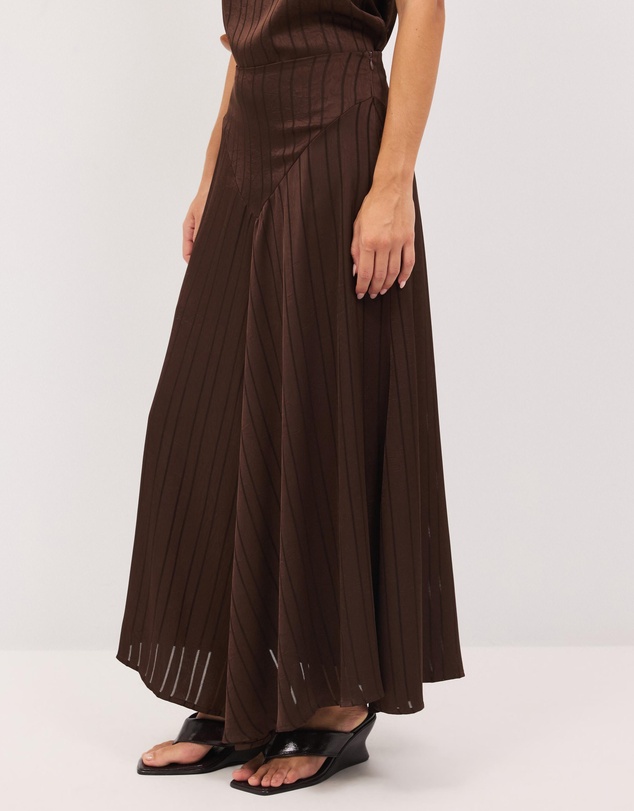 Calli - Sayer Satin Panelled Midi Skirt