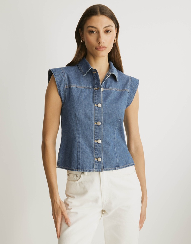 Atmos&Here - Megan Sleeveless Denim Shirt