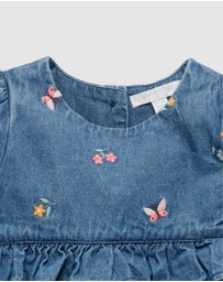 Purebaby - Denim Embroidered Dress -Kids-Babies