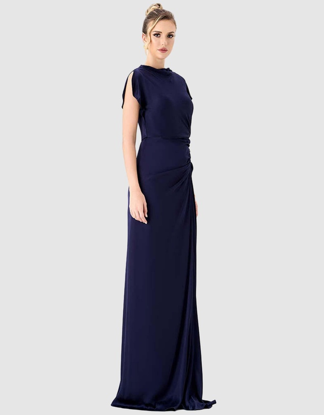 Bariano - Rasmi Ruched Satin Gown