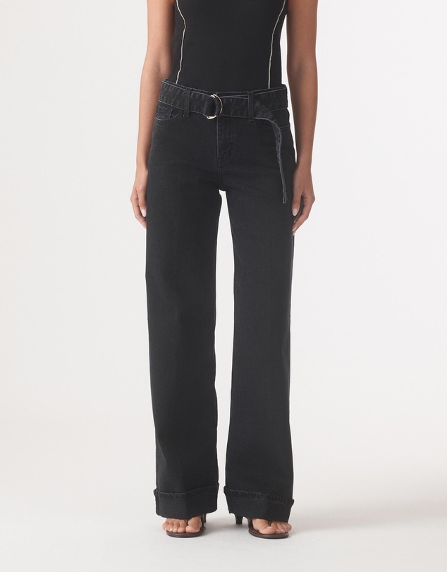 Outland Denim - Mia Cuffed Mid Wide Belted Jeans