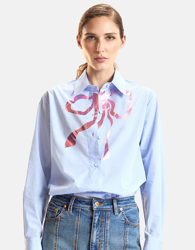 Cynthia Rowley - Metallic Bow Cotton Shirt