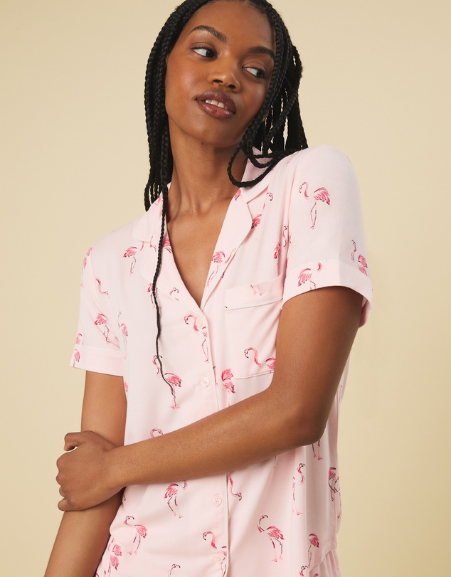 Kate Spade - Printed Modal Button Up Short Sleeve Short Pyjama Set