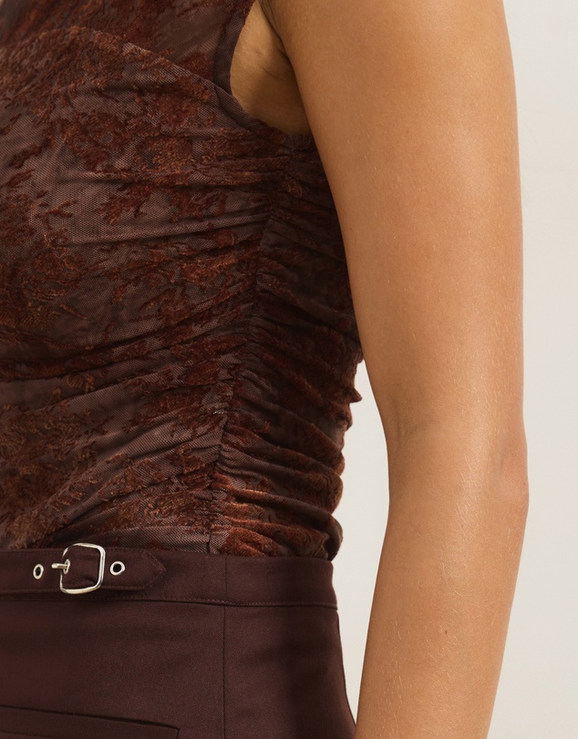 Atmos&Here - Lila Burnout Sheer Panel Top