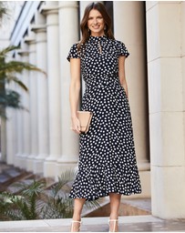 Sosandar - Spot Print Fit & Flare Dress