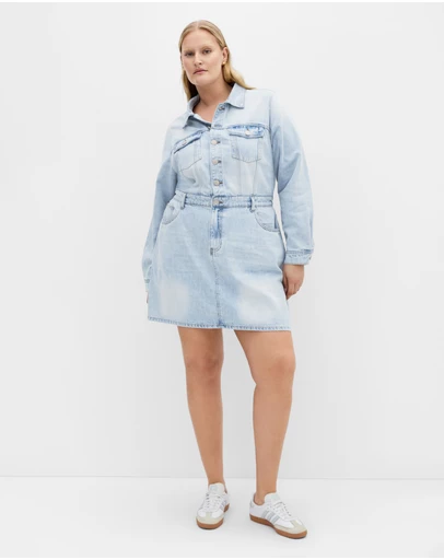 City Chic - Plus size Liora Denim Mini Dress - light wash