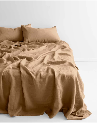 Aura Home - Evie Stonewash Organic Cotton Sheet Set in Pecan