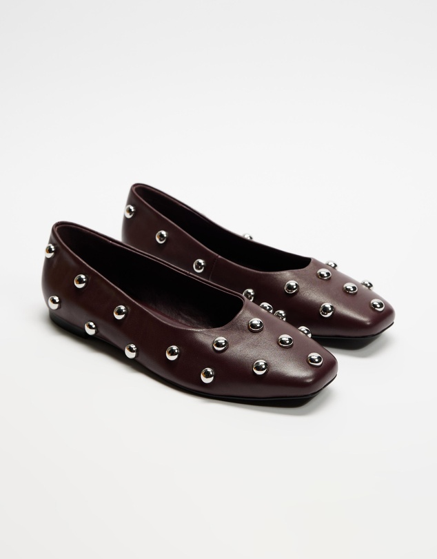 AERE - Studded Leather Ballet Flats