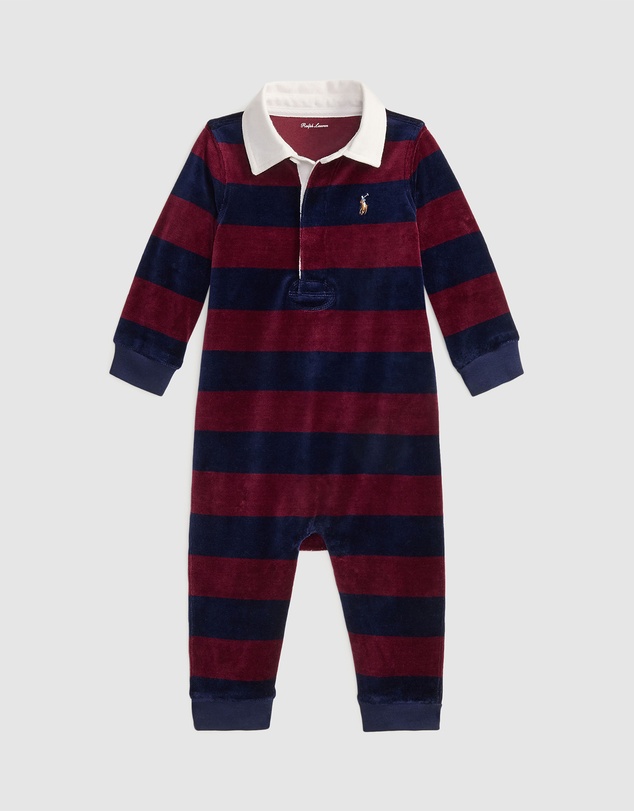 Polo Ralph Lauren - Striped Velour Rugby Coveralls - ICONIC EXLCUSIVE - Babies