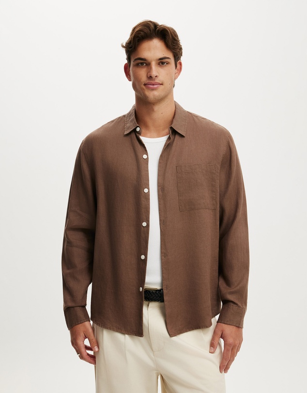 Cotton On - Relaxed Linen Long Sleeve Shirt