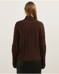 Atmos&Here - Orla Funnel Neck Chunky Cable Knit Jumper