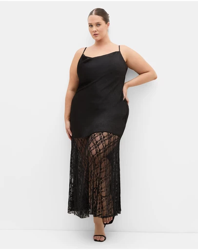 City Chic - Lilly Slip Lace Hem Maxi Dress