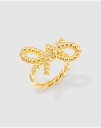 Wanderlust + Co - Ribbed Bow Gold Ring