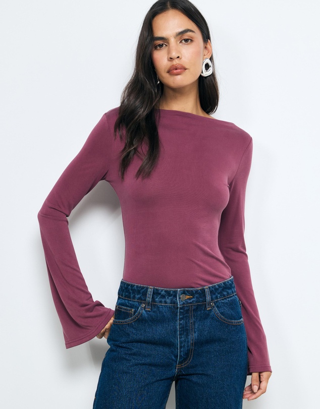 AERE - Marina Cupro Flared Sleeve Top