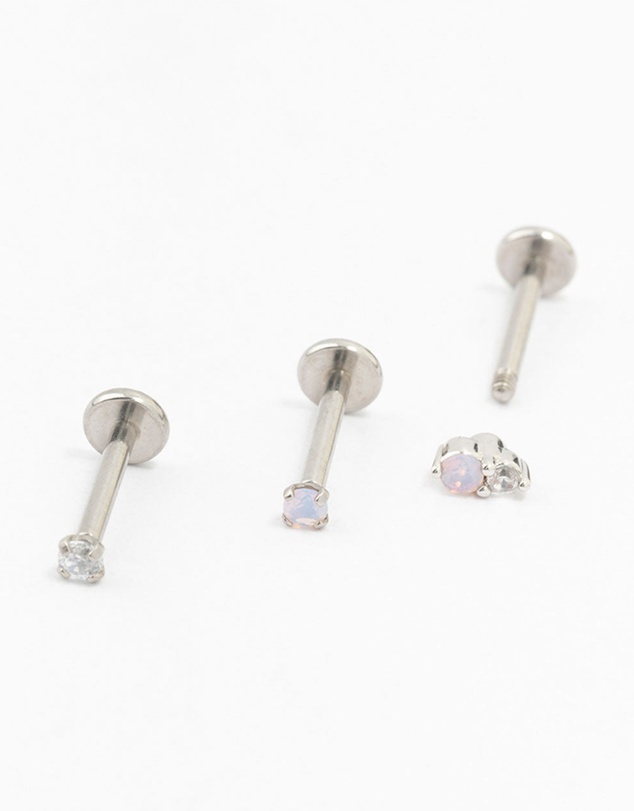 Lovisa - Surgical steel Cubic Zirconia Flat Back Studs 3-Pack