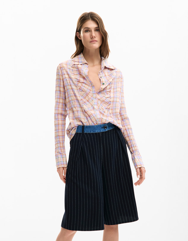 Desigual - Ruched checkered shirt