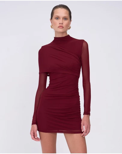 Suboo - Christy Mesh Draped Long Sleeve Mini