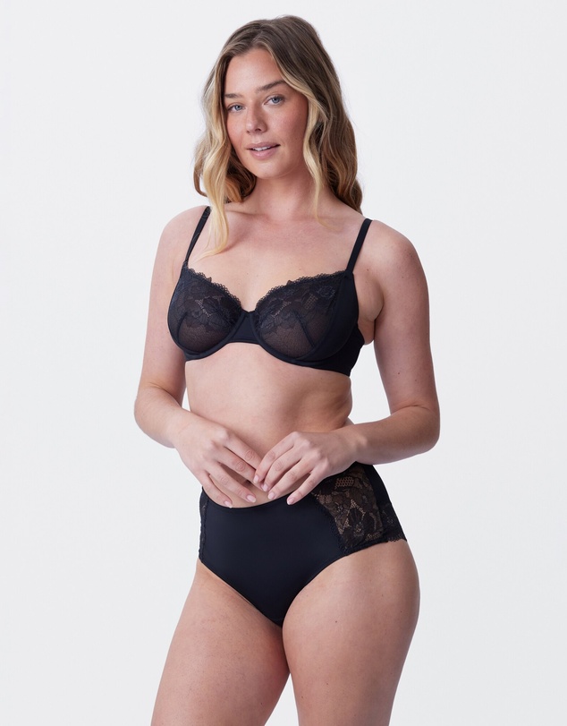 Bras N Things - Erin High Waist Brazilian Knicker - Black