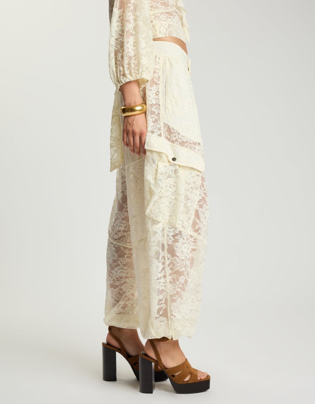 ONE TEASPOON - Savage Romance Utility Lace Pants - Vintage White