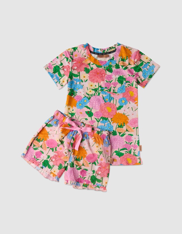 Kip&Co - Organic Cotton SS Tee & Frill Shorts Pyjama - Kids-Teens