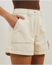 Atmos&Here - Cara Contrast Stitch Twill Shorts