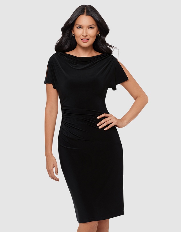 Miraclesuit Shapewear - Zari Knee-Length Flutter Sleeve Cowl Neck Shaping Dress