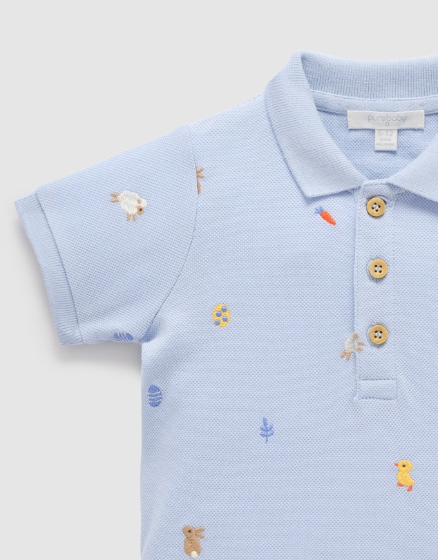 Purebaby - Bunny Friends Polo Shirt -Kids-Babies