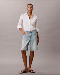 Calvin Klein Jeans - Denim Logo Tape Relaxed Bermuda Shorts