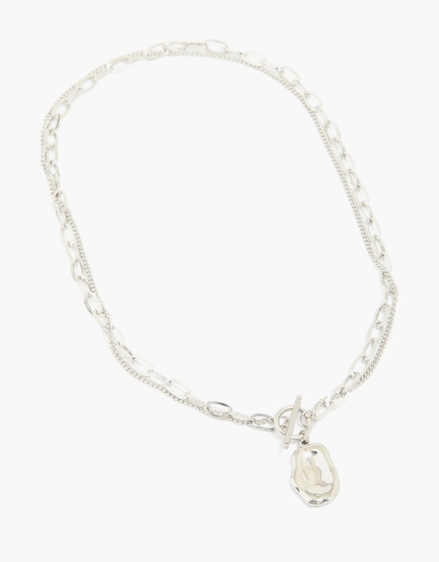 Lovisa - Waterproof Stainless Steel Molten Pendant & Chain Layered Necklace