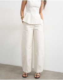 TOPSHOP - Para Striped Barrel Trousers