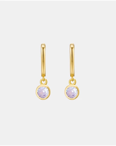Zoe Olivia - 14K Gold Vermeil Prism Champagne Cubic Zirconia Drop Huggies