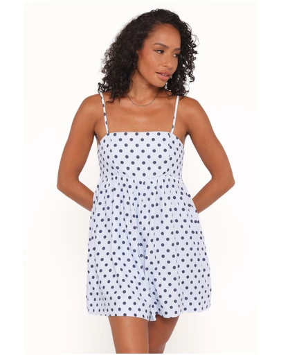 Petal & Pup - Quinley Playsuit - Blue Polka Dot