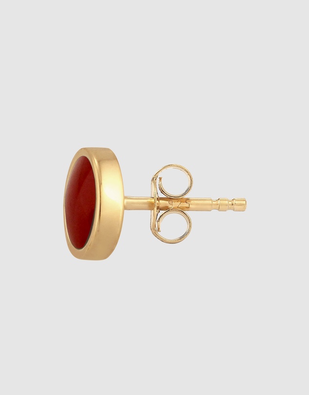 Kuzzoi - ICONIC EXCLUSIVE - Earrings Male Basic Circle Geo Enamel Red 925 Sterling Silver Gold Plated