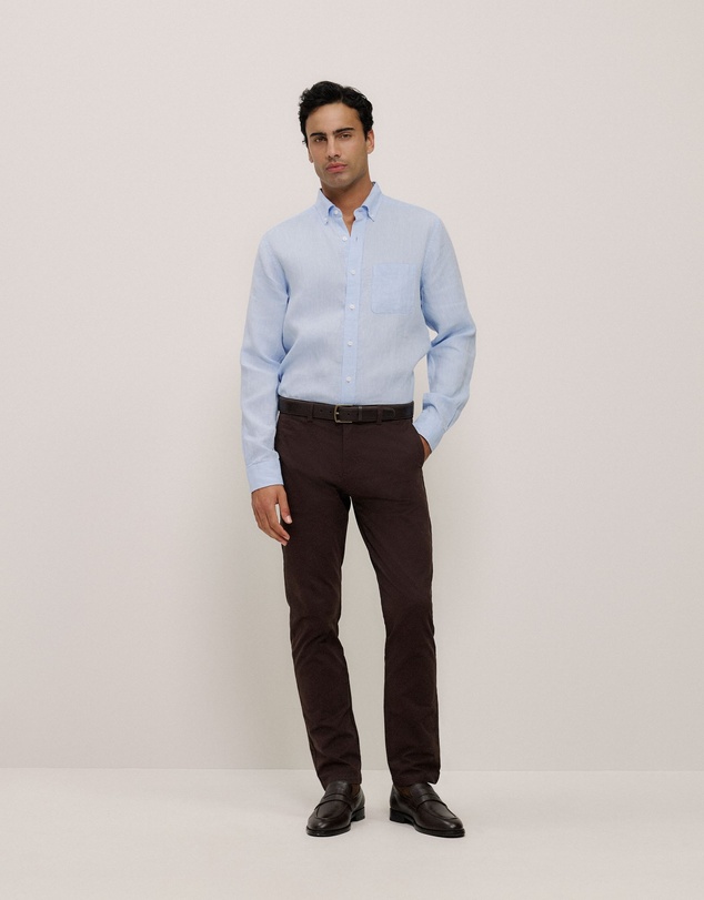 Trenery - Regular Fit Delave Linen Shirt in Fresh Blue
