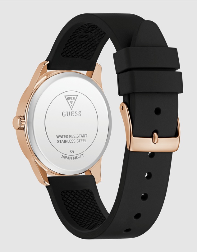 GUESS - Guess Roxy Ladies Black Rose Gold Tone Analogue Watch