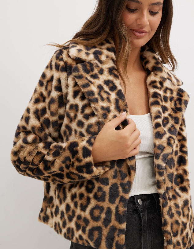 Dazie - Mood Leopard Faux Fur Jacket