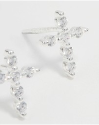 Lovisa - Sterling Silver Marquise Cubic Zirconia Cross Stud Earrings