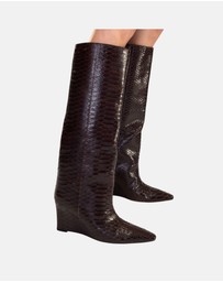 Cynthia Rowley - Embossed Leather Wedge Boot